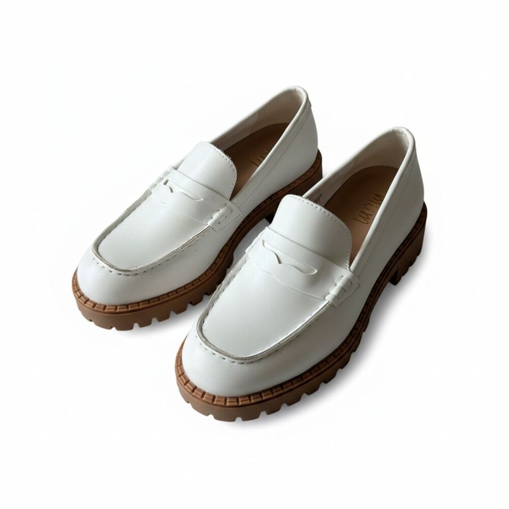 Mi.iM California 8 White Penny Loafers Chunky Lug Sole Platform Shoes